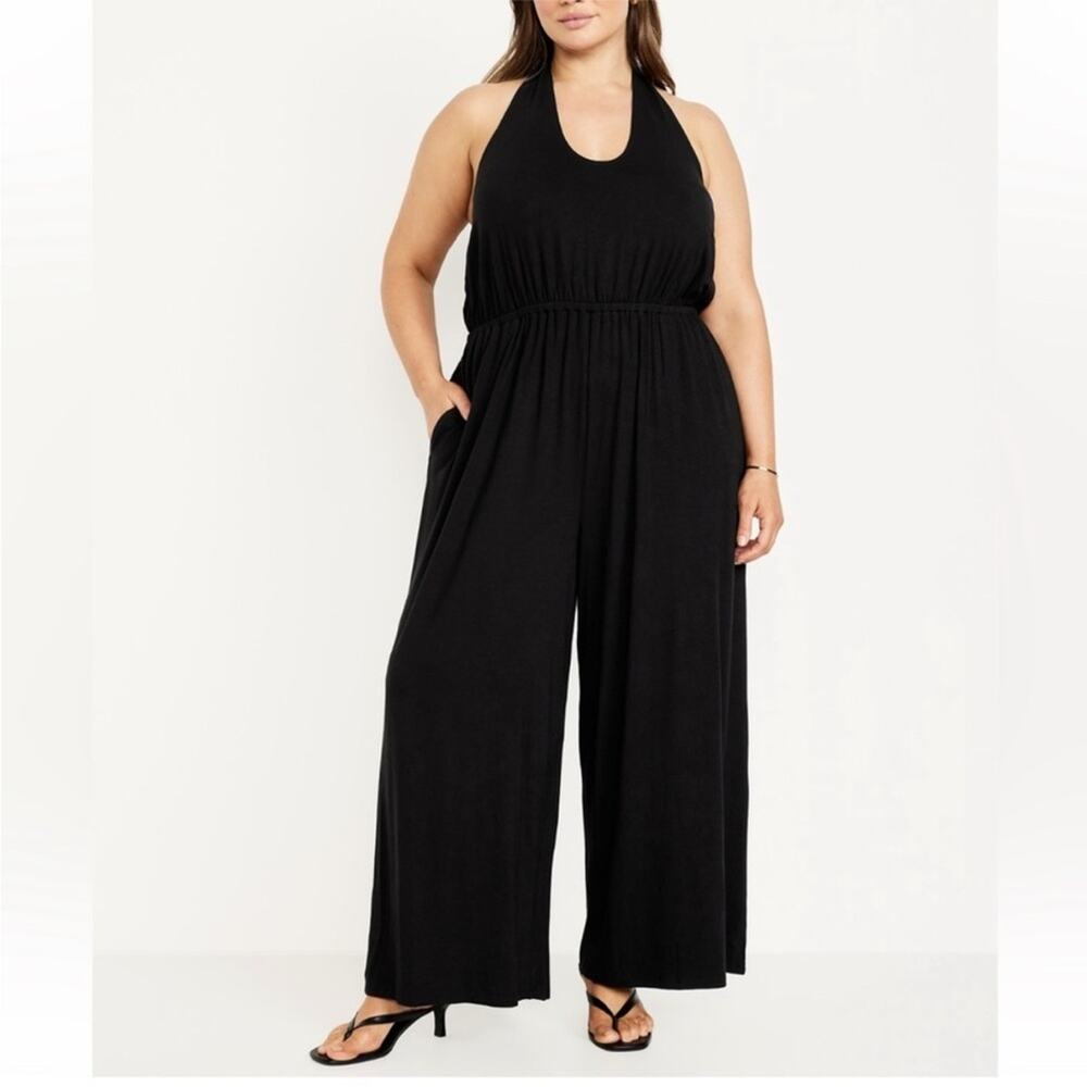 Old Navy black Waist-Defined Halter Jumpsuit
